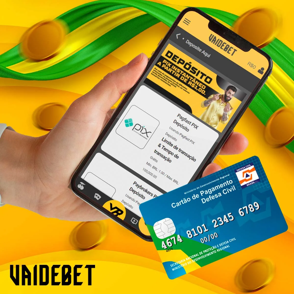 Instruções sobre como depositar fundos por meio do aplicativo móvel Vaidebet