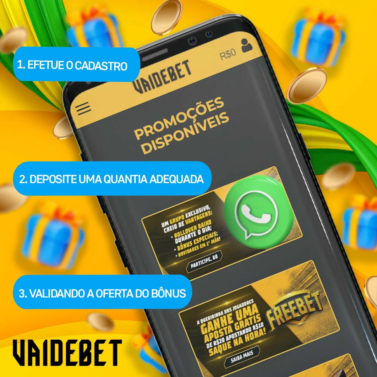 Instruções do bónus do casino Vaidebet