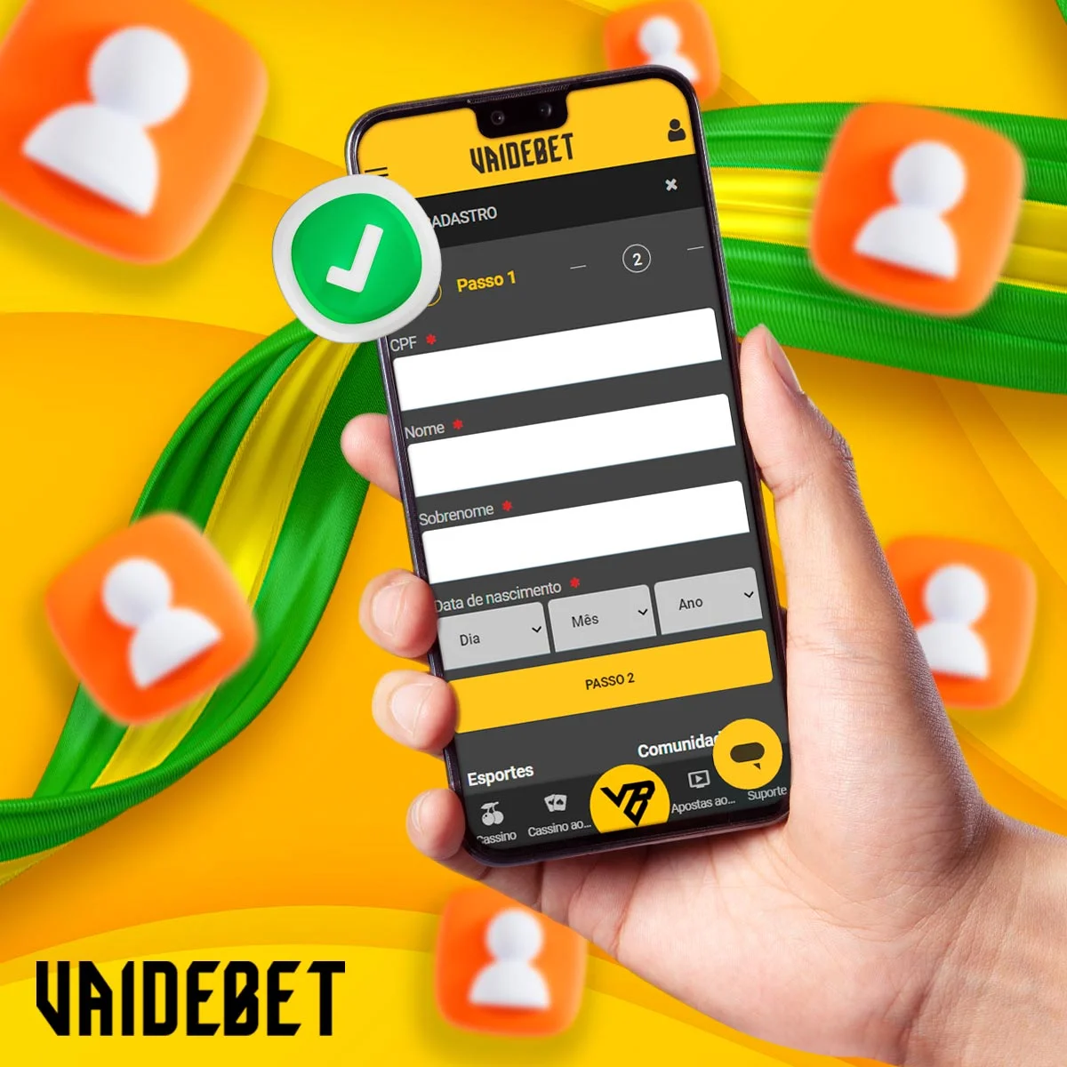 Instruções sobre como se registrar pelo aplicativo móvel Vaidebet
